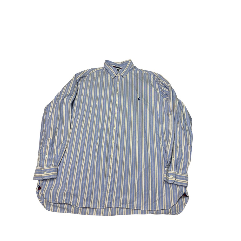 Ralph Lauren Classic Fit Striped Oxford Shirt Blue Yellow 3XLT Tall Mens